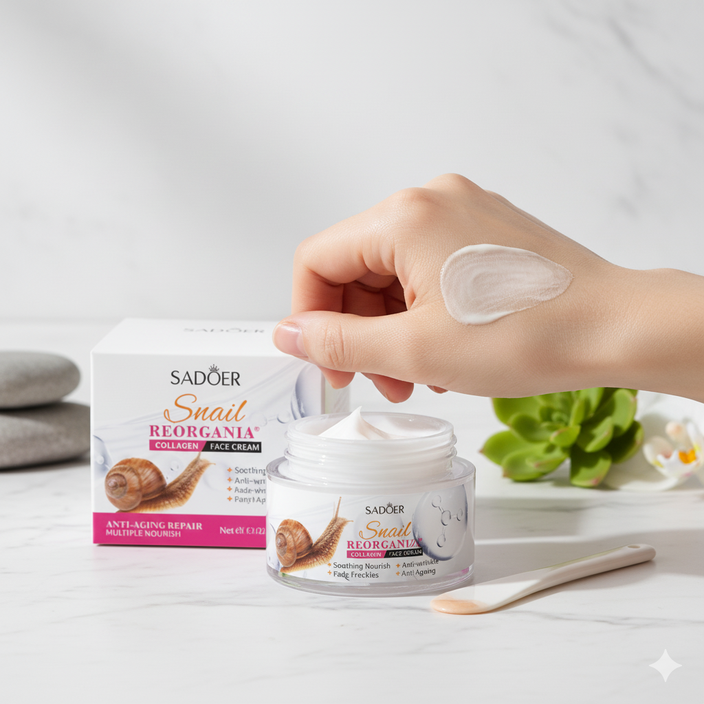 SADÖER Snail Reorganize Collagen Face Cream.